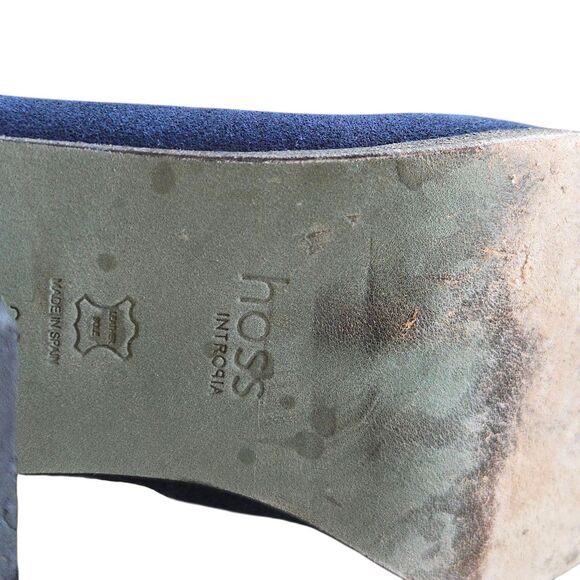 Hoss Blue Suede Lether Size 39, 8.5 Zip Heel Ankle Boot Spain Luxury Old Money - Picture 7 of 9